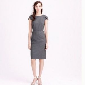 J Crew Petal Sleeve Dress in Super 120’s Wool - Heathered Flannel (Gray)